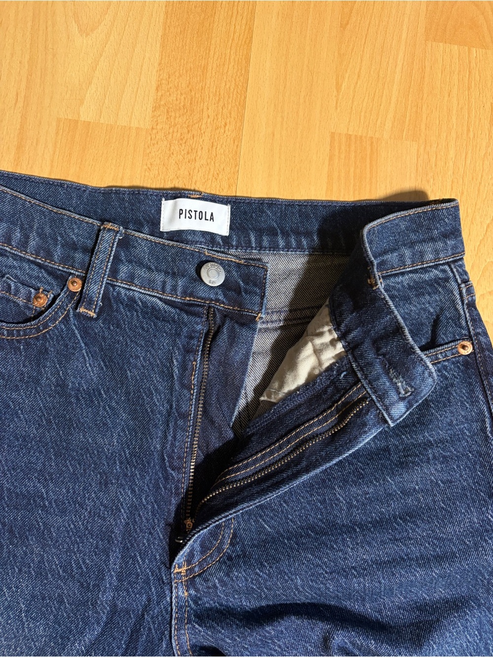 pistola Lana High Rise Wide Leg Jean Raw Hem Dark Blue Wash in Elevation 27 - Picture 6 of 11